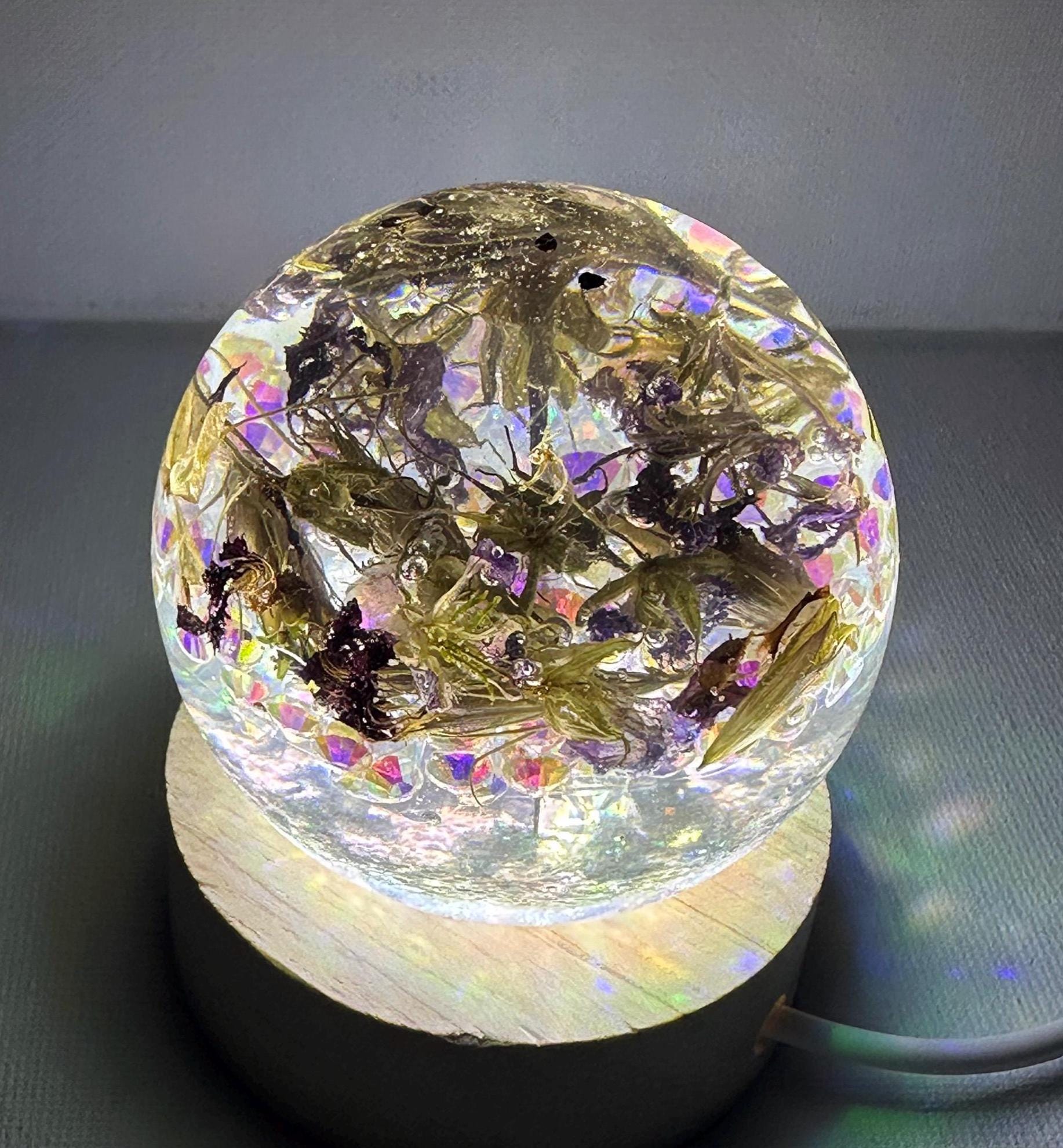 Handmade Resin Sphere Crystal Display Desk Decoration Home Accent Light ...