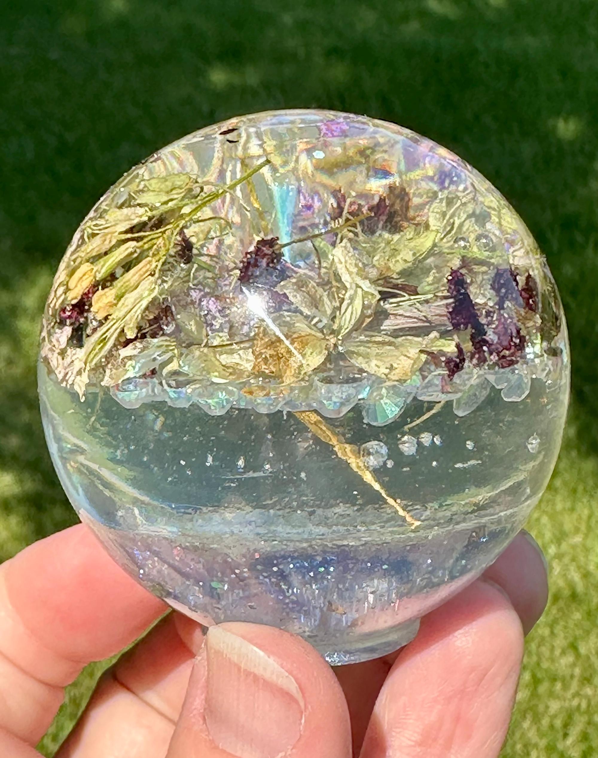 Handmade Resin Sphere Crystal Display Desk Decoration Home Accent Light ...