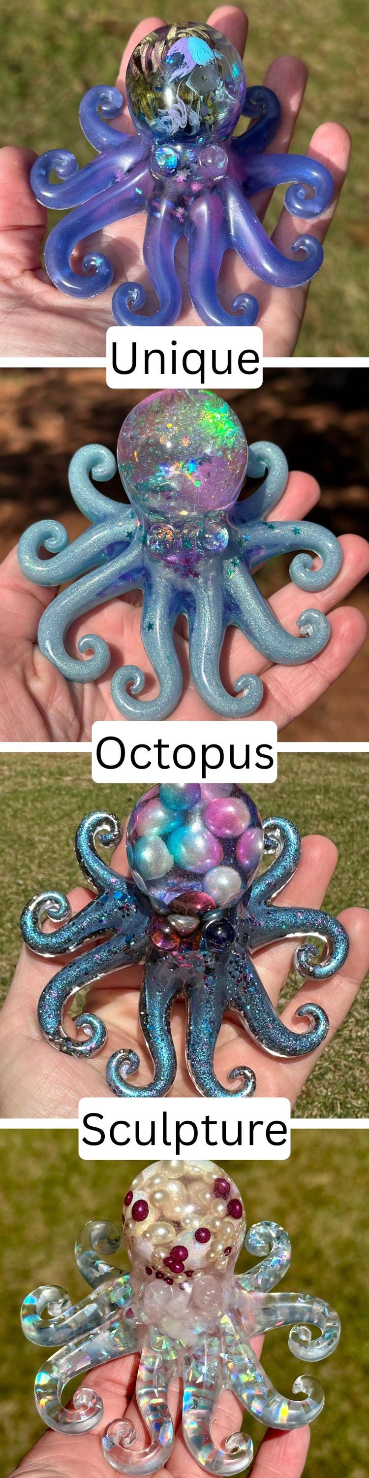 Jojofuny Statue De Pieuvre En Cristal Éclats De Turquoise Et Feuilles D