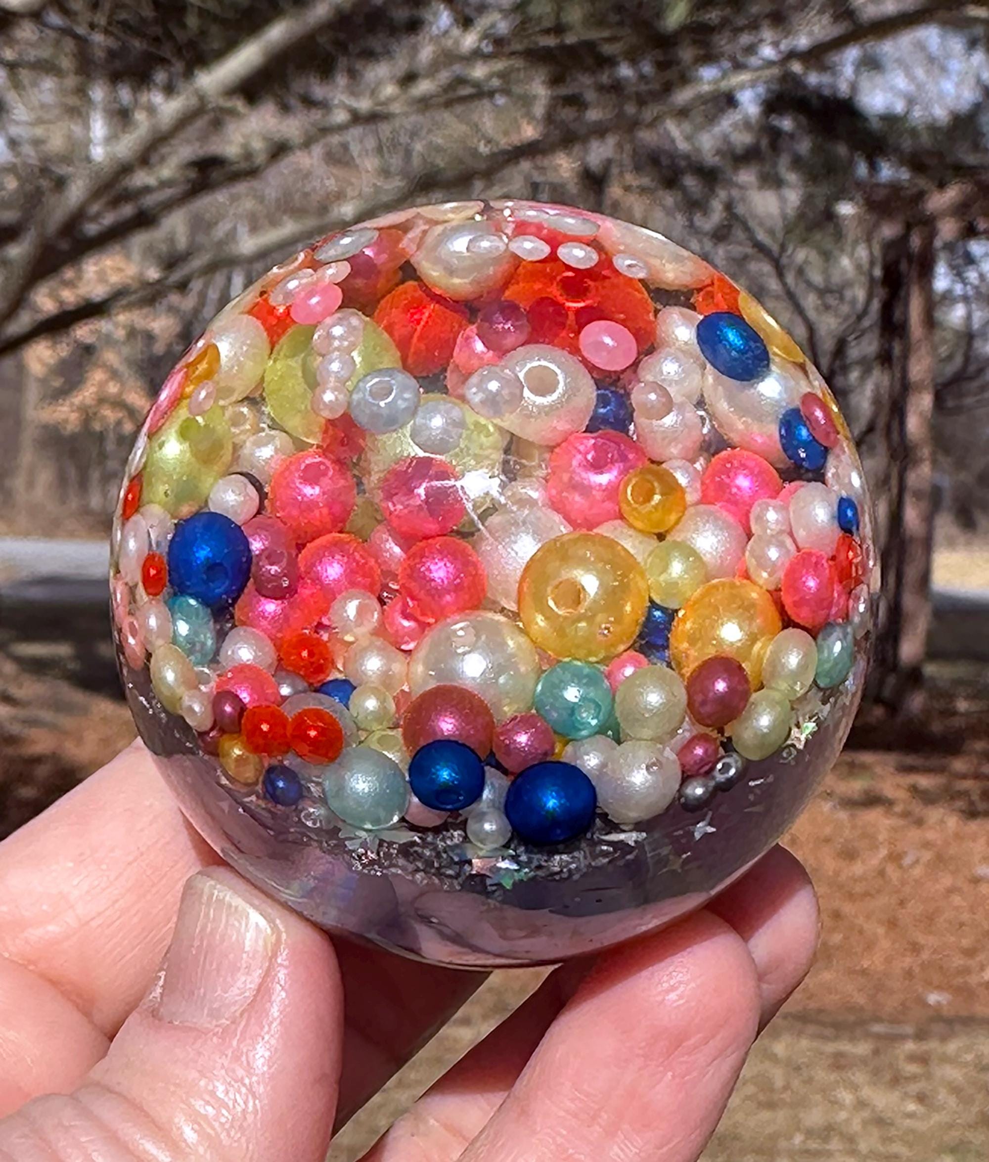 Galaxy Resin Sphere Crystal Ball Display Stand Desk Decor Space