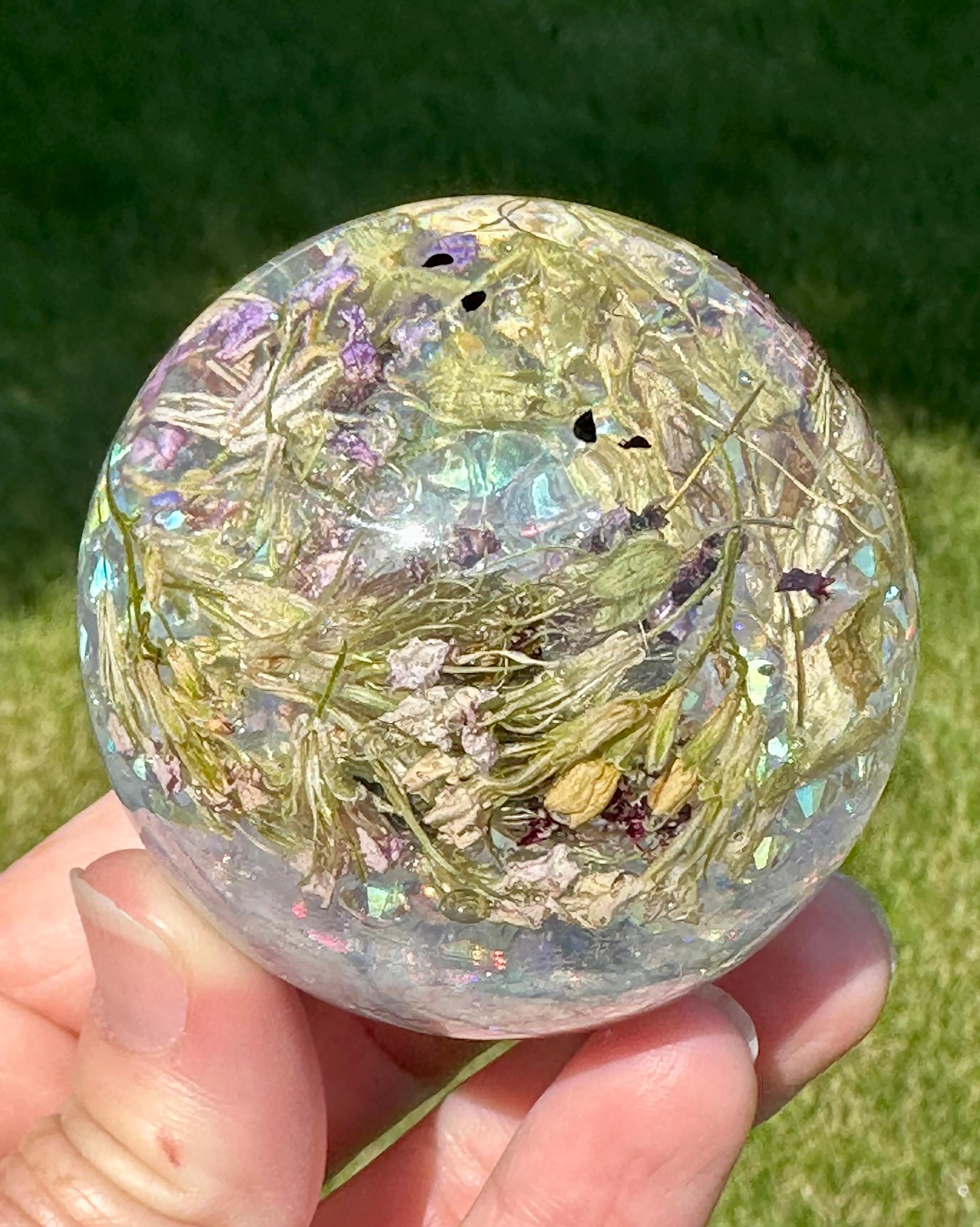 Handmade Resin Sphere Crystal Display Desk Decoration Home Accent Light ...
