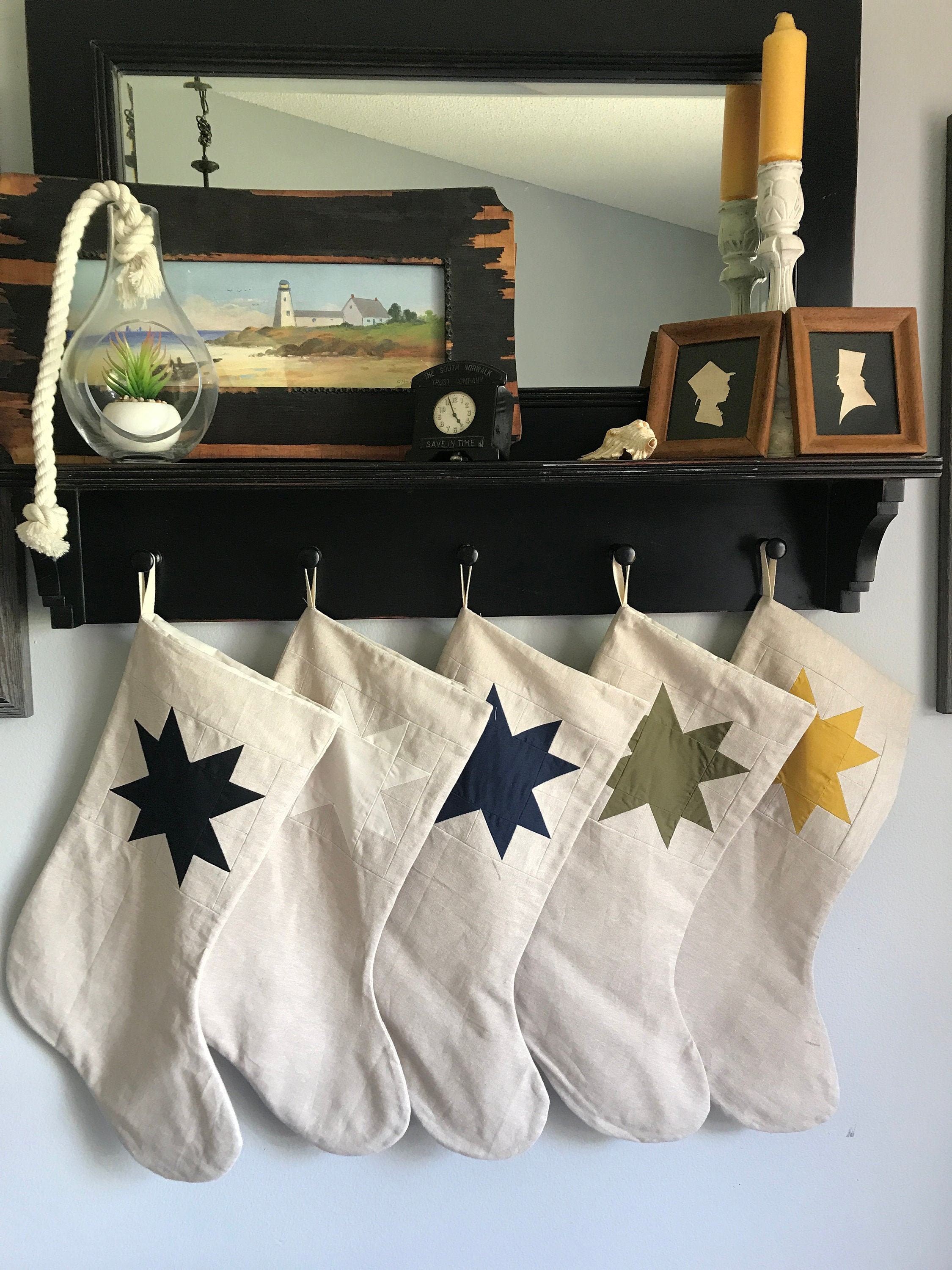 | de Bas Courtepointe en Patchwork Étoile Dent Scie Moderne, Classique, Scandi, Fait Maison, Lin, Co