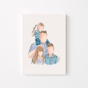 Custom Daddy and Me Hand Painted Disney Watercolor Illustration Disneyland Dad Son Mickey Ears image 1