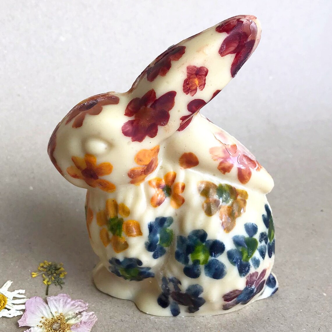 Floral Vegan White Chocolate Rabbit image 2