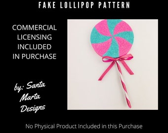 Fake Glittered Lollipop Pattern with Commercial Use Licensing