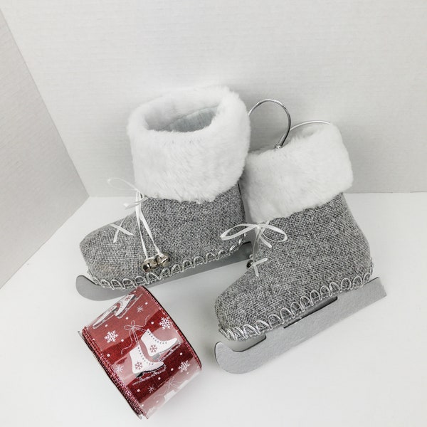 Ice Skate wreath attachment and ribbon roll set