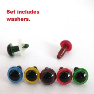 5 Pairs 15 Mm Safety Eyes Solid Colours 