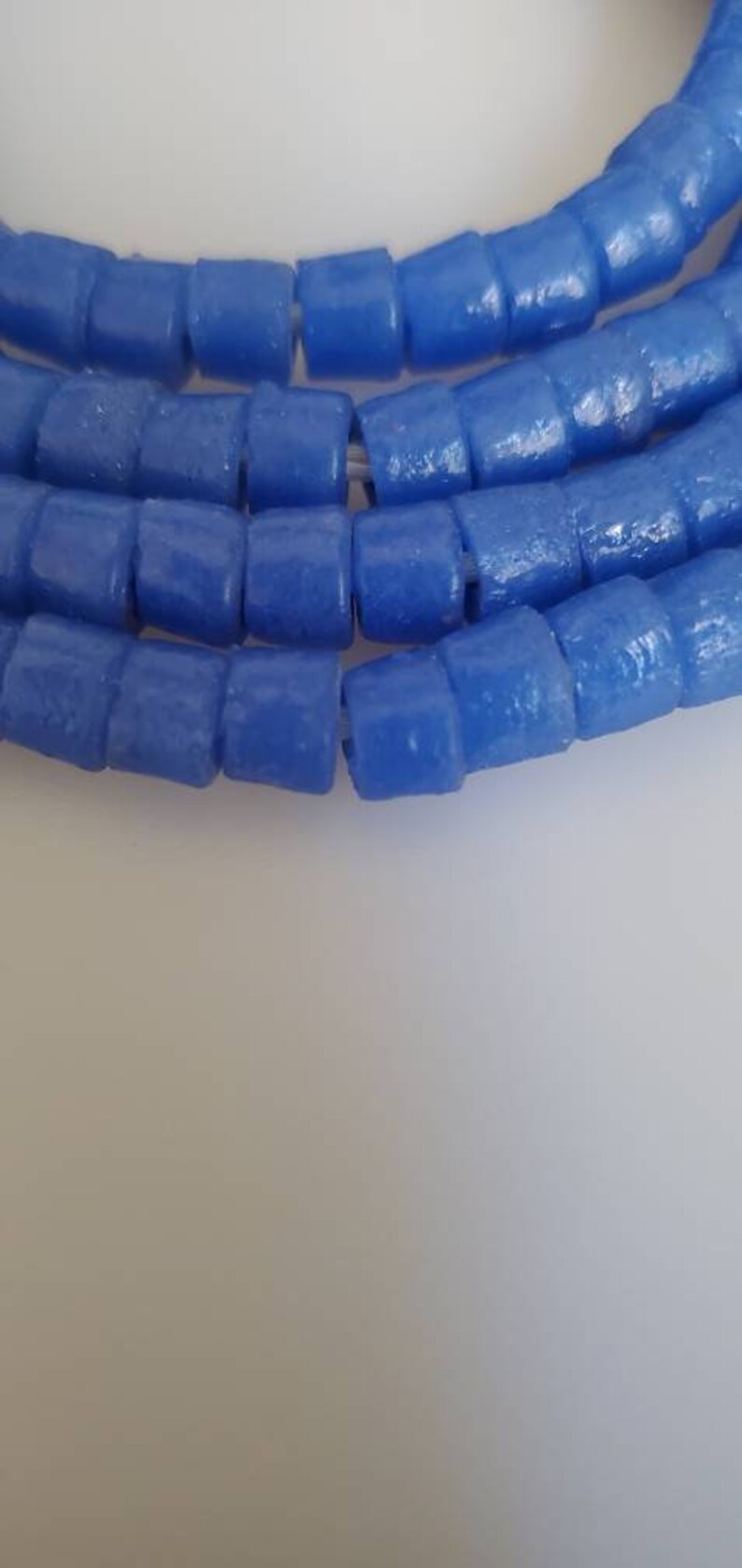 Blue African Recycled Tile Beads A String of 100pcs