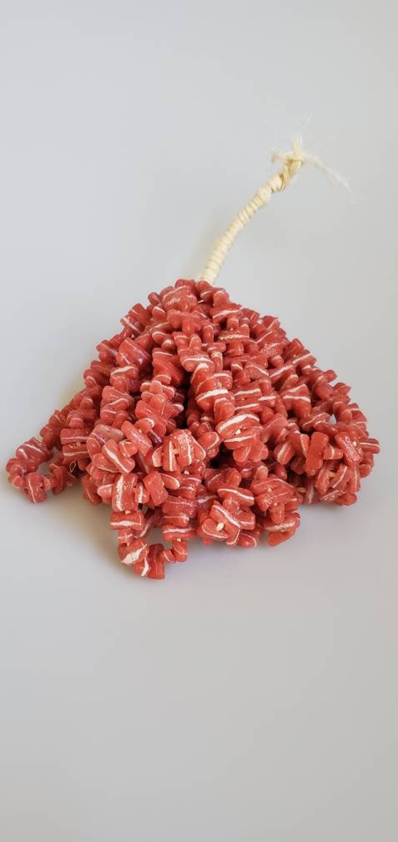 Coral and White Spacer 40 African Recycled Glass Beads