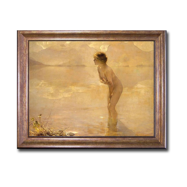 Paul Chabas 'September Morn' Bronze-Framed Canvas Wall Art (22 in x 28 Framed Size, Ready to Hang)