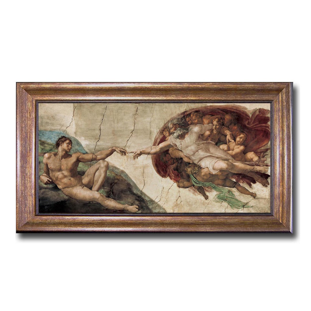 Michelangelo 'creation of Adam' Bronze-framed Canvas Wall Art (12 in X ...