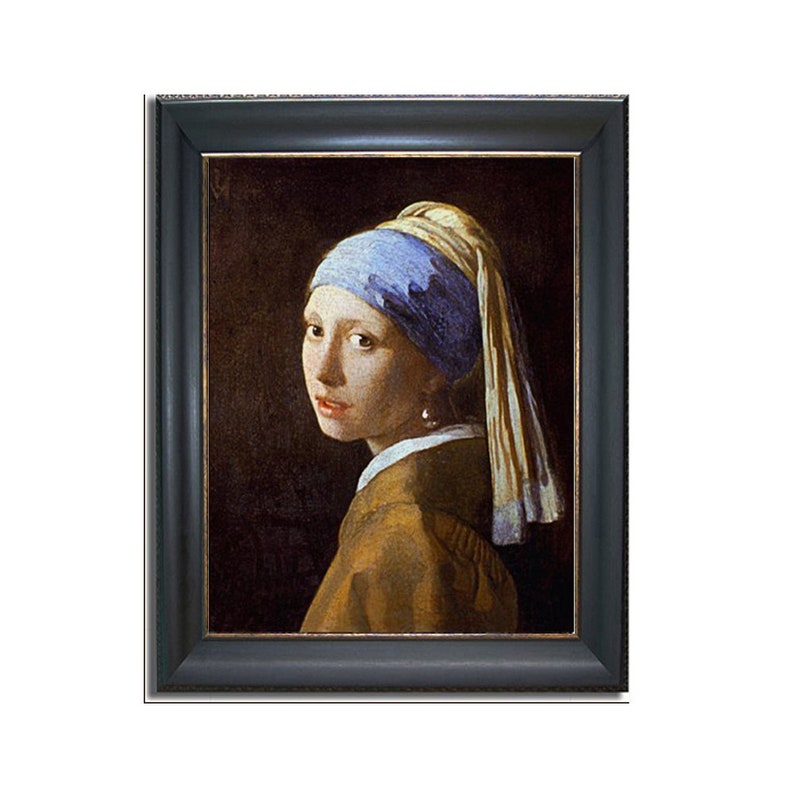 Vermeer #39;Girl with Pearl Earring#39; Black Gold-Framed Ca Vermeer #39;Girl with Pearl Earring#39; Black Gold-Framed Ca