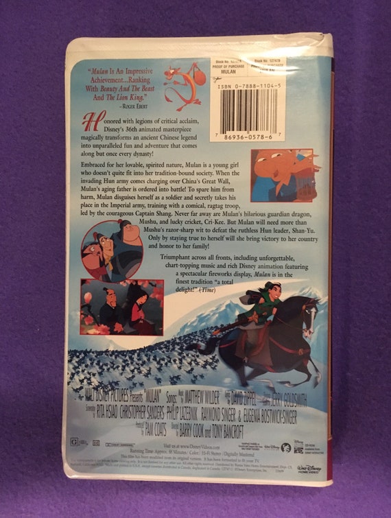 Vintage Disney Materpiece Collection Mulan VHS Original, Fully