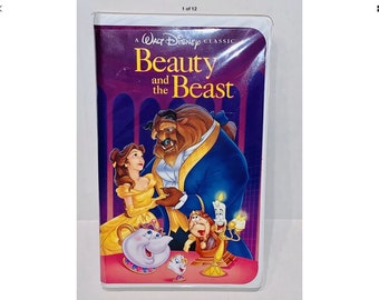 Vintage Walt Disney Classic La Bella e la Bestia VHS in scatola a conchiglia