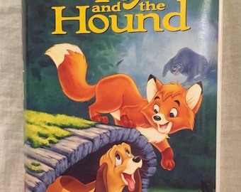 Walt Disney Classic Fox and the Hound Original VHS and Clamshell Case, Vintage Walt Disneys Black Diamond Fox and the Hound Video Cassette