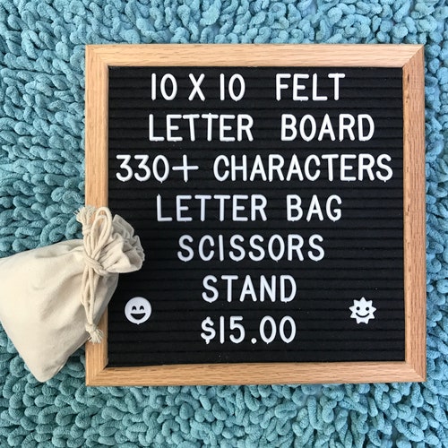Rustic Wood Frame Black Felt Letter Board 10x10 Inches. by | Etsy