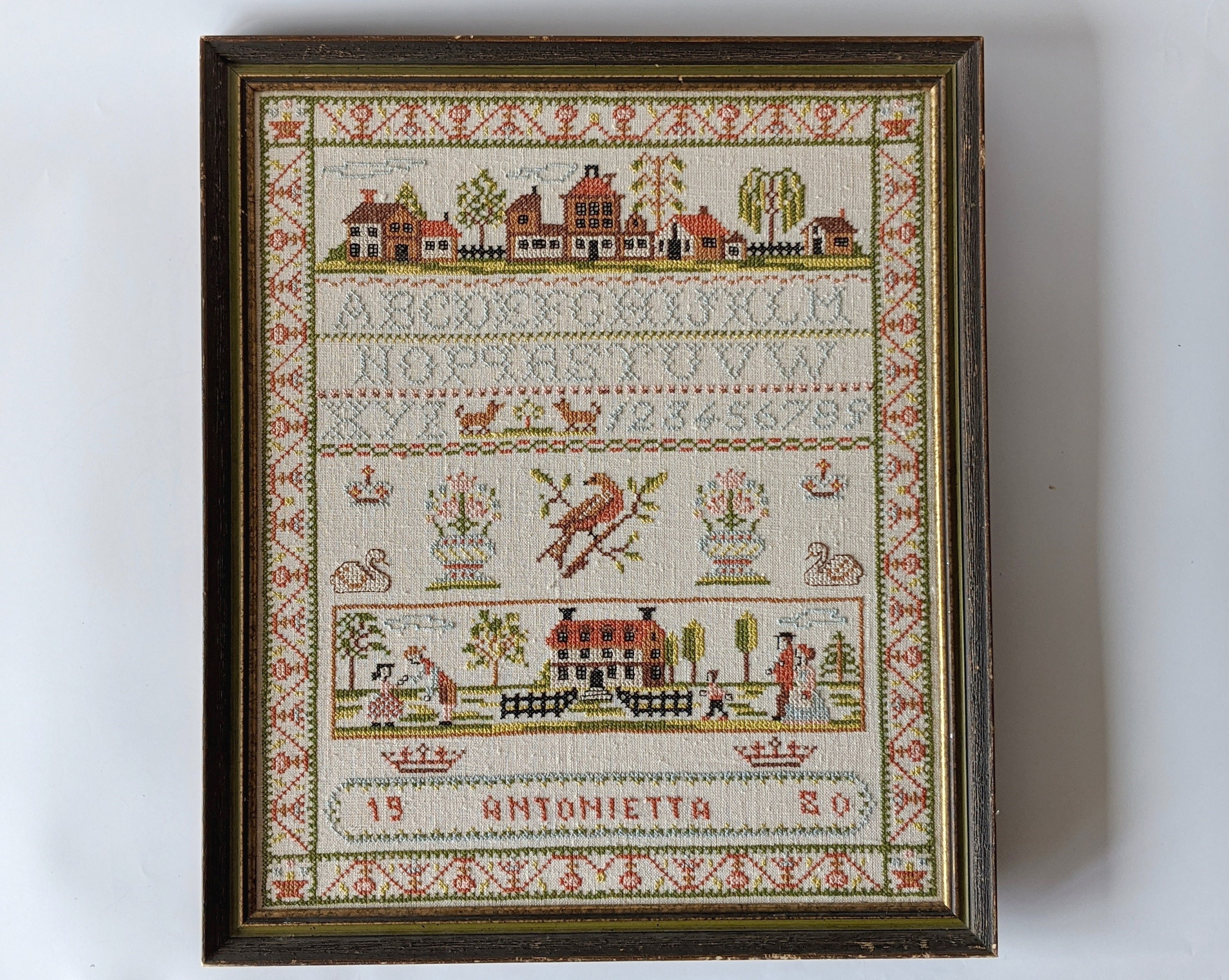 Vintage Needlepoint Sampler Etsy