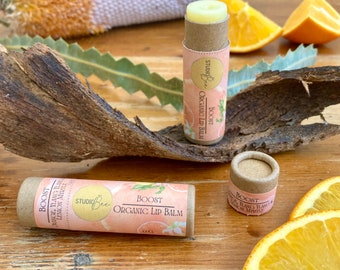 Lip Balm Organic | Orange, Ylang Ylang, Lemon Myrtle | Zero Waste | Lip Remedy | Natural | Eco-friendly | Aromatherapy | Essential oils