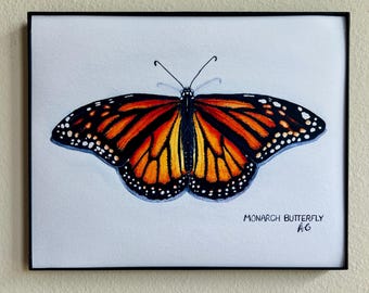 Oryginalny wydruk akwarelowy: Motyl monarcha 8x10''