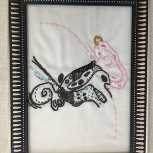 Embroidery illustration, Ear anatomical 7”x 5”.
