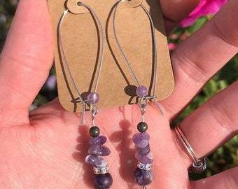 Amethyst Skull Earrings