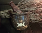 Triple Moon Soapstone Mortar and Pestl
