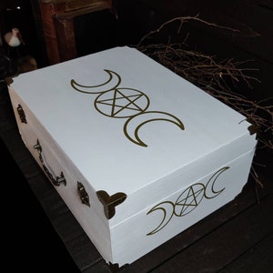 Handmade Wooden 2 Tier Wicca Triskel Desktop Drawers Triple Moon Witchy  Altar Drawers Tarot / Crystal Storage Box Manifestation Box 