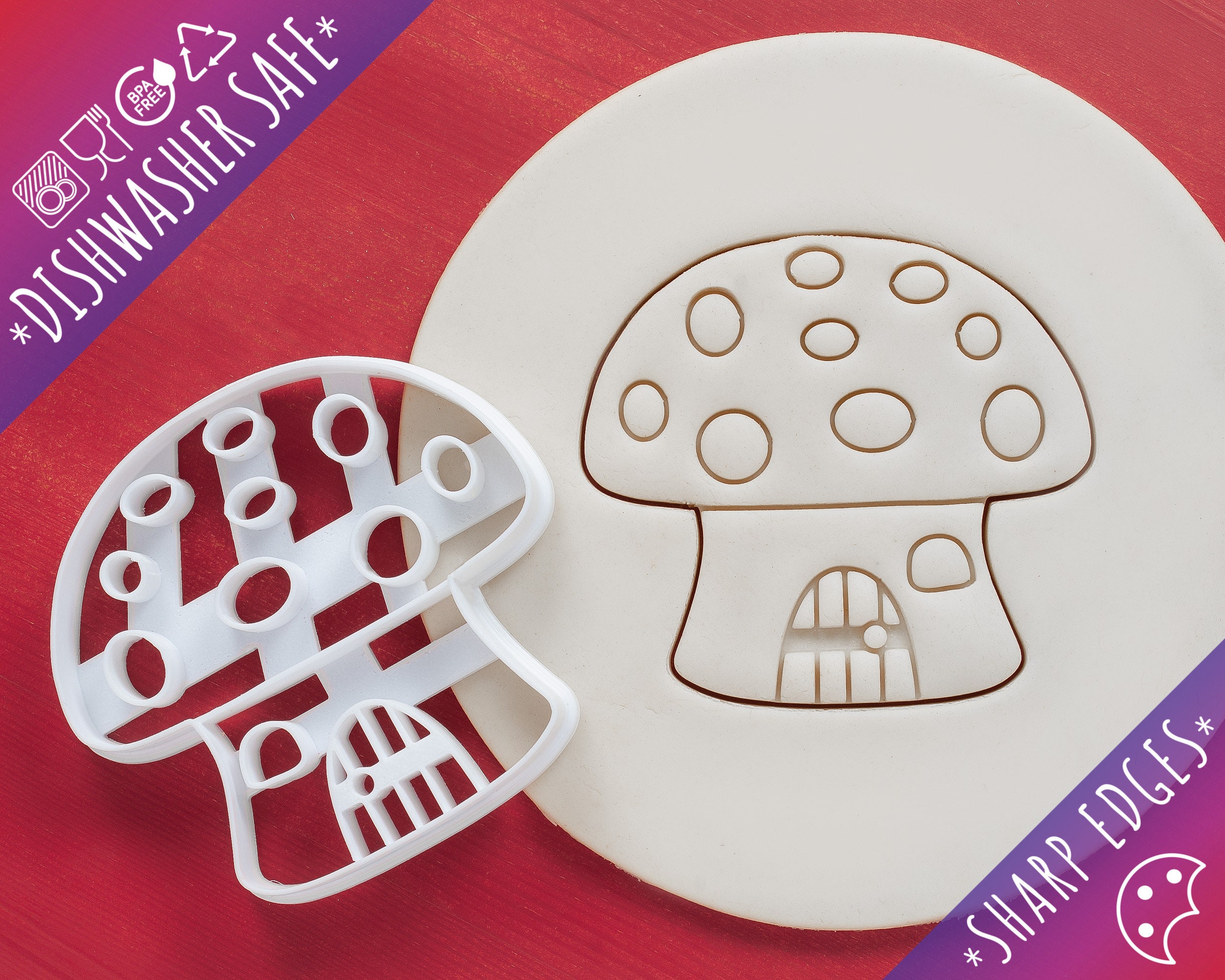 Set of 2 Mushroom Cookie Cutters/Dishwasher Safe