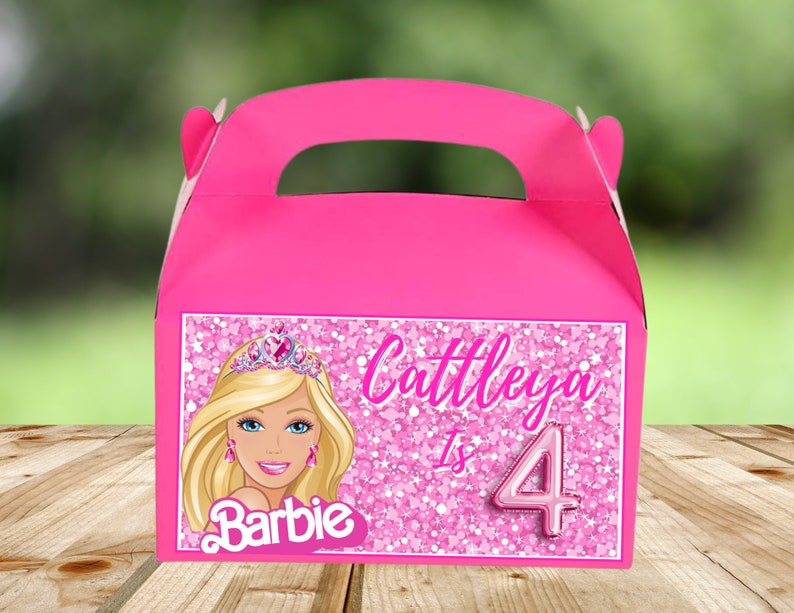 Barbie Personalized Gable Boxes Barbie Candy Box Favor Bag Etsy