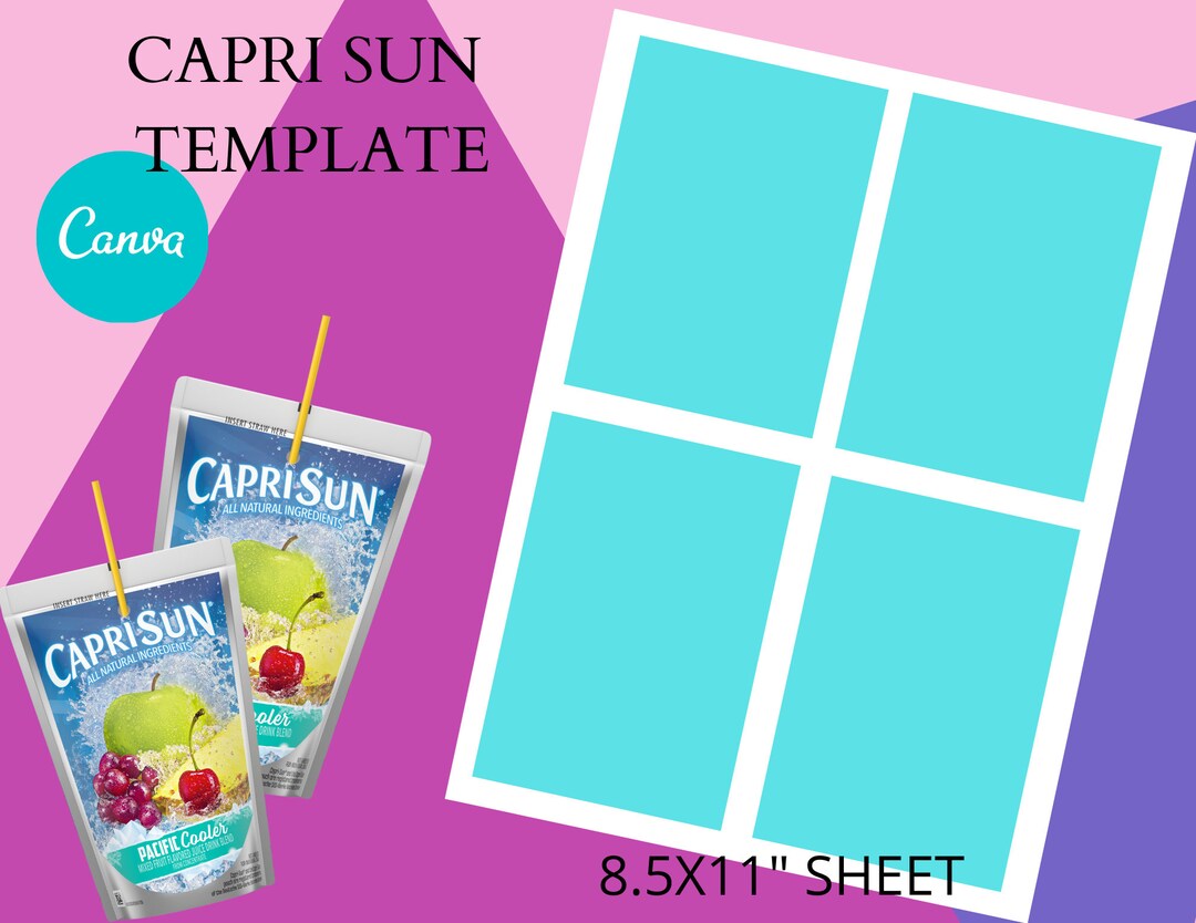 Capri Sun Labels Template &amp; Capri Sun Mockup Capri Sun Labels - Etsy ...