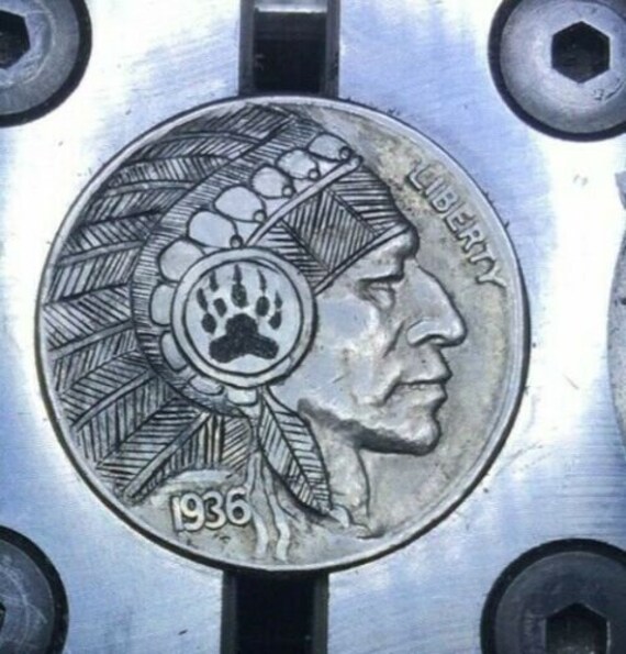 Hobo Nickel Punisher Skull hand engraved Half Dollar OHNS Love Token
