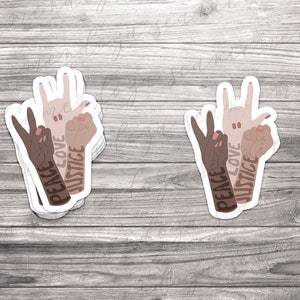 Black Lives Matter | Peace on the Left Justice on the Right | Die Cut Sticker | 50% DONATED BLM & POC | Illustration Calligraphy