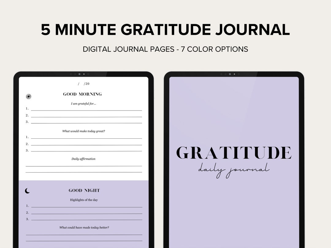 5 Minute Daily Digital Gratitude Journal | iPad Planner for Goodnotes ...