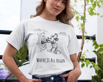Steamboat Willie Mickey Mouse Tee, Vintage Graphic Unisex T-Shirt