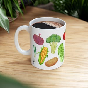 Garden Vegetables Ceramic Mug, 11oz 15oz Coffee Cup, Kitchen Decor Gift for Gardeners
