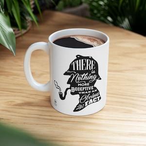 Sherlock Holmes Mug, Detective Tea Cup, Book Lover Gift, Literary Coffee Mug, Literary Gift, Mystery Mug, Vintage Sherlock Holmes Cup