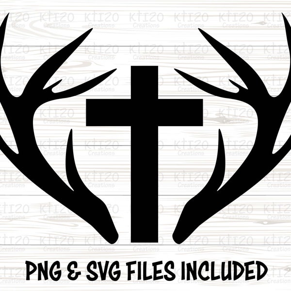 Cross & Antler Graphic - Faith Christain Graphic - Svg Png Cricut Cut File - DIGITAL DOWNLOAD