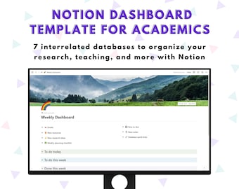 Plantilla de Notion para profesores, estudiantes de doctorado, estudiantes de posgrado y otros académicos. Panel de Notion para organizar la investigación, la docencia y más.