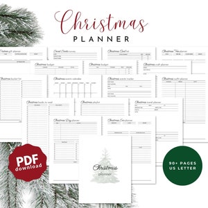 Christmas Planner Printable, Digital Holiday Planner, Christmas Gift Planner, Holiday Menu Planner, Digital Download, US Letter PDF