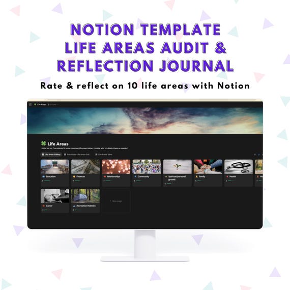 Notion Life Areas Audit Template | Simple Personal Growth & Reflection Journal