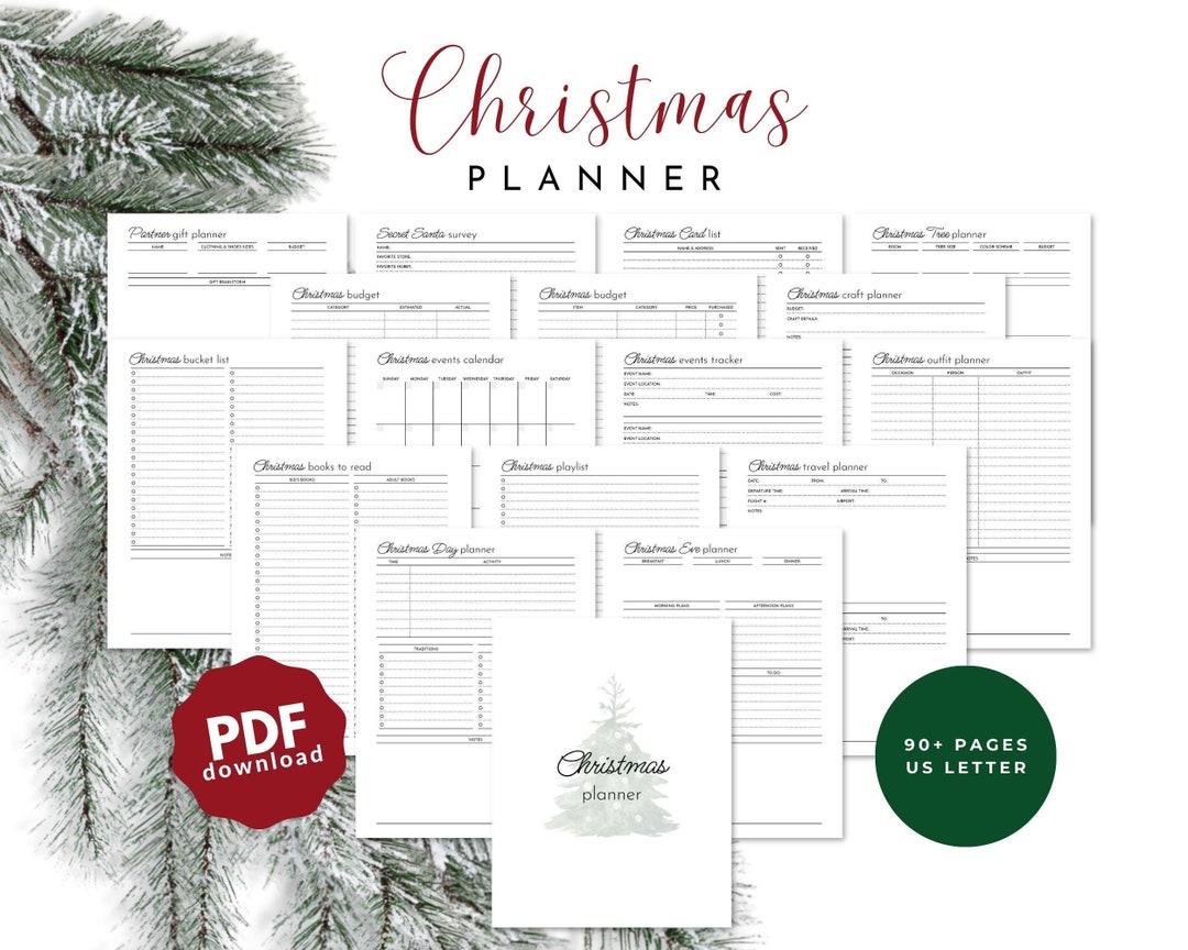 Christmas Planner Printable, Digital Holiday Planner, Christmas Gift ...