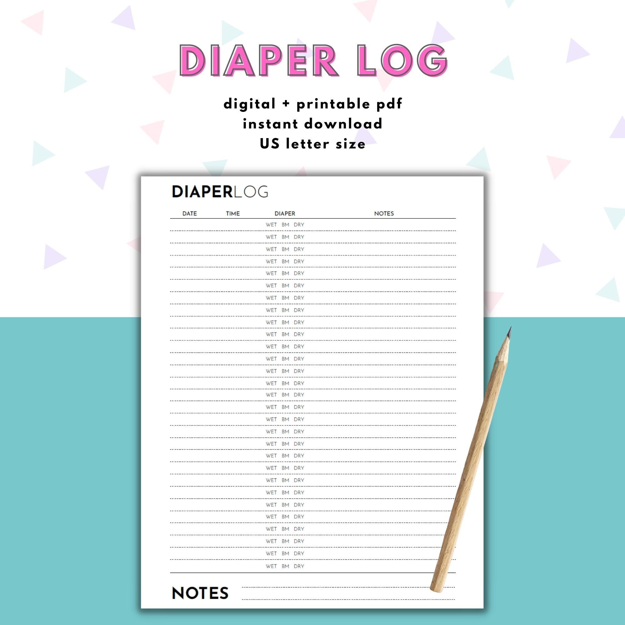 Baby Diaper Changing Log, Printable Infant Diaper Tracker for Parents