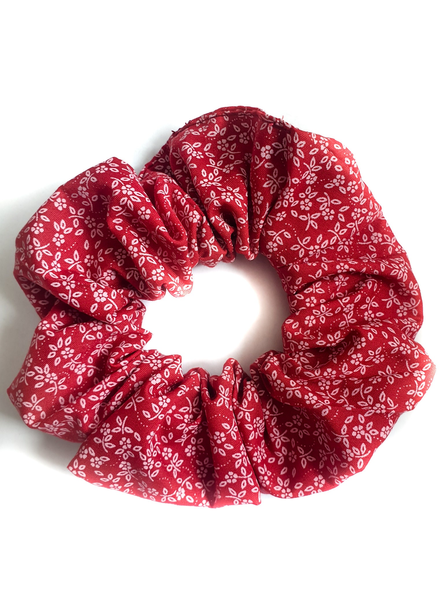 Red and White Ditsy Floral Large Scrunchie 5cm Wide | Etsy