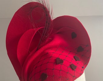 Red felt heart shape hat