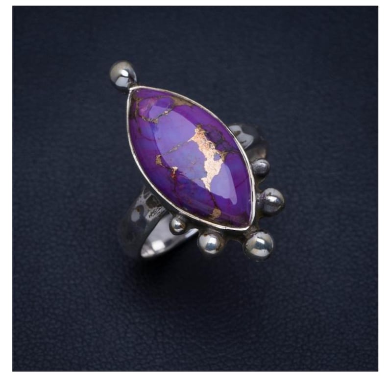 Purple Turquoise Ring in 925 Sterling Silver Sterling Ring Gift For Mother,Boho Ring Gypsy Ring Purple Turquoise Ring Silver