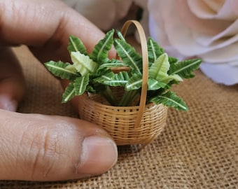 3 Miniatuur Dollhouse Clay Green Fern Plants, Clay Green Plants Boeketten, Plant Cadeaus voor haar, Bloem Cadeau Idee