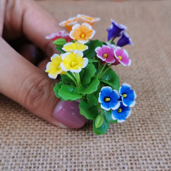 6 Hydrangea Clay Flowers Plants Dollhouse Artificial Flower Miniature Home  Decor