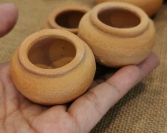 1/2 Handmade Miniature Terracotta Jar, Fairy Garden Dollhouse