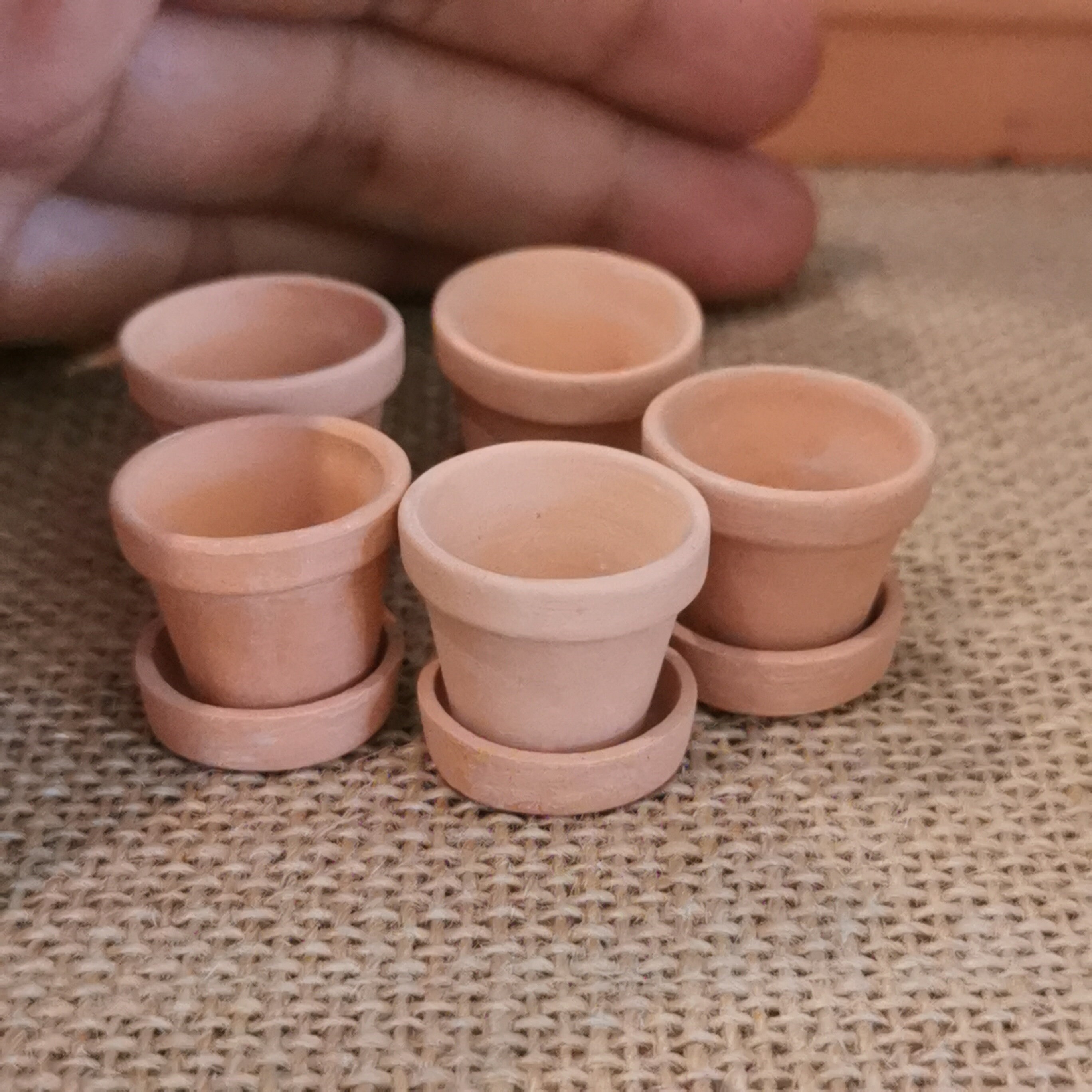 5 Miniature Terracotta Plant Pots With Saucers Dollhouse Fairy Garden 5 Miniature Terracotta Plant Pots With Saucers Dollhouse Fairy Garden