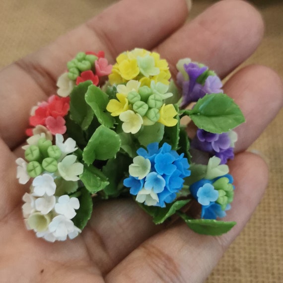 6 Hydrangea Clay Flowers Plants Dollhouse Artificial Flower Miniature Home  Decor